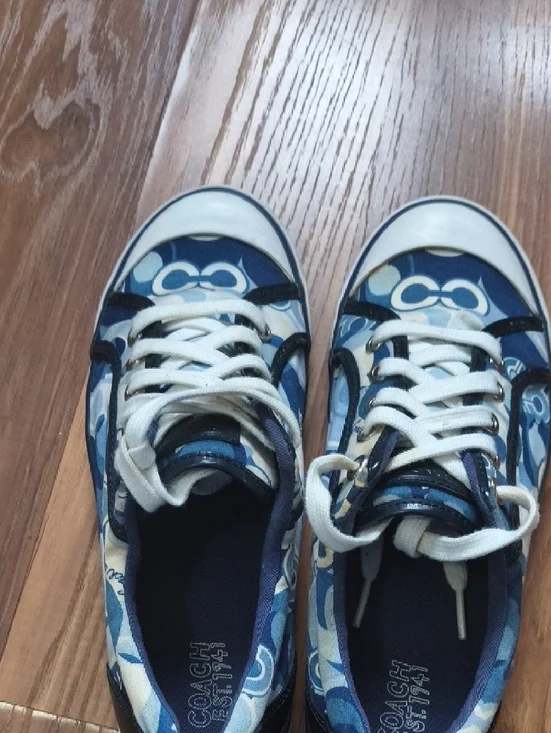 Coach Navy and Light Blue Signature Canvas Sneakers - Picture 2 of 4